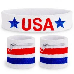Tipsy Elves Stars And Sweat Zippered Sweatband Set Patriotic