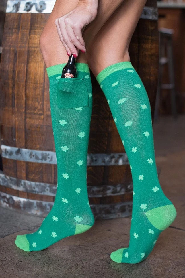 Tipsy Elves Women's Shamrock Shot Socks With Pockets 3 Tipsy Elves Women's Shamrock Shot Socks With Pockets