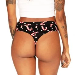 Tipsy Elves Women's Candy Cane Lane Thong Underwear