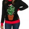 Tipsy Elves Women's Cactus Tree Light Up Ugly Christmas Sweater 1 Tipsy Elves Women's Cactus Tree Light Up Ugly Christmas Sweater