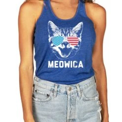 Tipsy Elves Women's Blue Meowica Tank Top