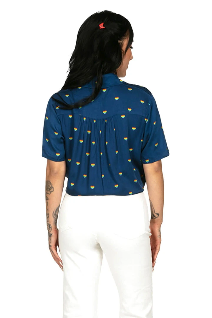 Tipsy Elves Rainbow Hearts Tie-Front Shirt - Women's Cut 5 Tipsy Elves Rainbow Hearts Tie-Front Shirt - Women's Cut