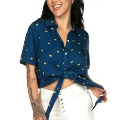 Tipsy Elves Rainbow Hearts Tie-Front Shirt - Women's Cut 11 Tipsy Elves Rainbow Hearts Tie-Front Shirt - Women's Cut