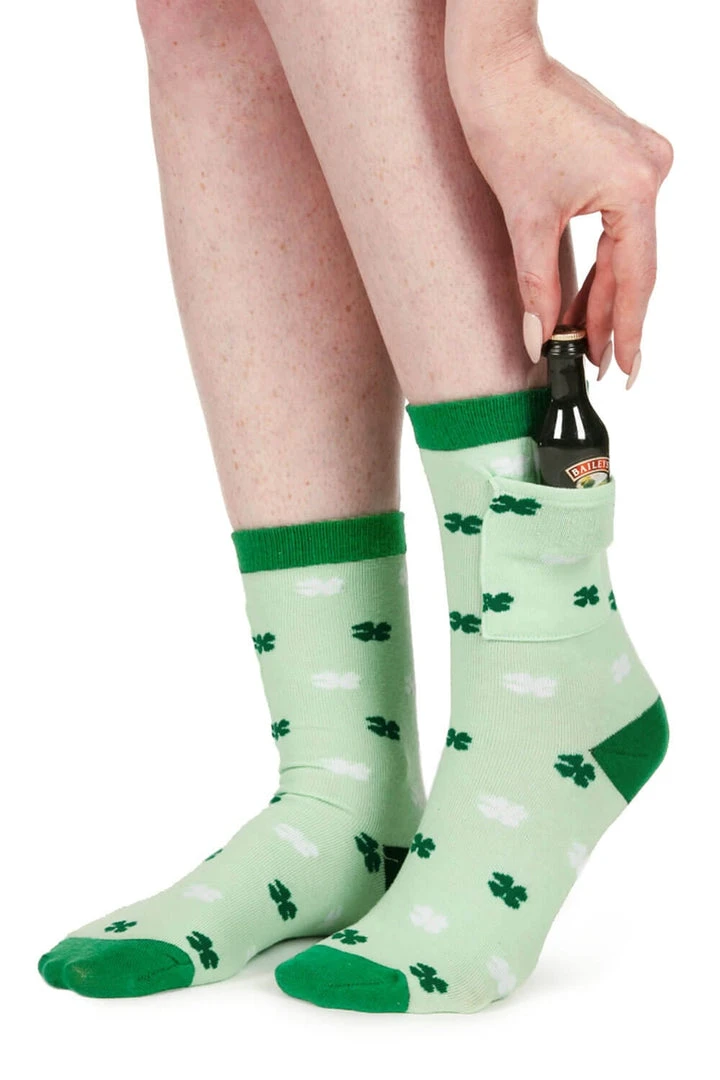 Tipsy Elves Women's Shamrock Savvy Socks With Pocket 4 Tipsy Elves Women's Shamrock Savvy Socks With Pocket