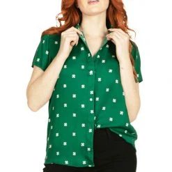 Tipsy Elves Women's Simple Clover Button Down Shirt
