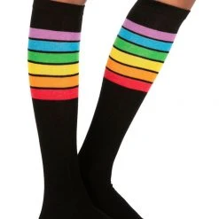 Tipsy Elves Black Rainbow Socks - Women's Cut