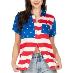 Tipsy Elves Women's American Flag Button Down Shirt 9 Tipsy Elves Women's American Flag Button Down Shirt