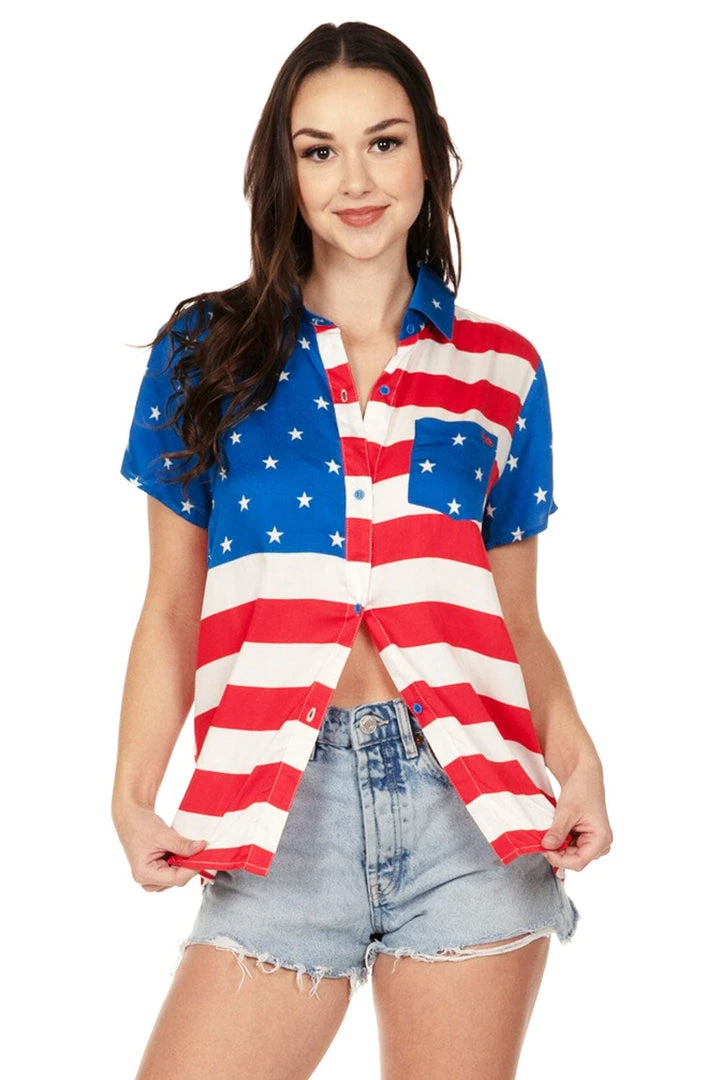 Tipsy Elves Women's American Flag Button Down Shirt 5 Tipsy Elves Women's American Flag Button Down Shirt
