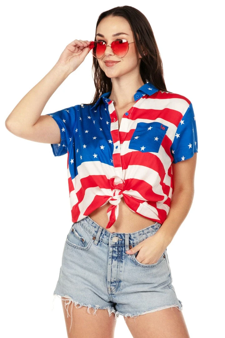 Tipsy Elves Women's American Flag Button Down Shirt 4 Tipsy Elves Women's American Flag Button Down Shirt