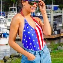 Tipsy Elves Women's Flag One Piece Swim Suit 11 Tipsy Elves Women's Flag One Piece Swim Suit