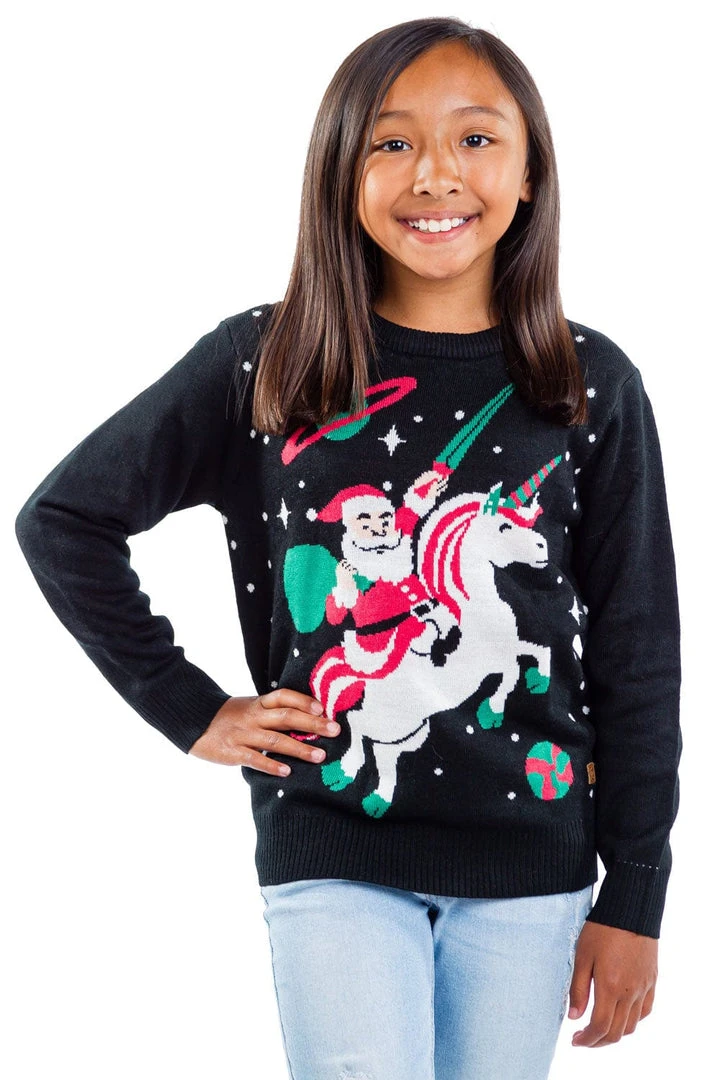 Tipsy Elves Kids & Baby Boy's / Girl's Santa Unicorn Sweater 7 Tipsy Elves Kids & Baby Boy's / Girl's Santa Unicorn Sweater